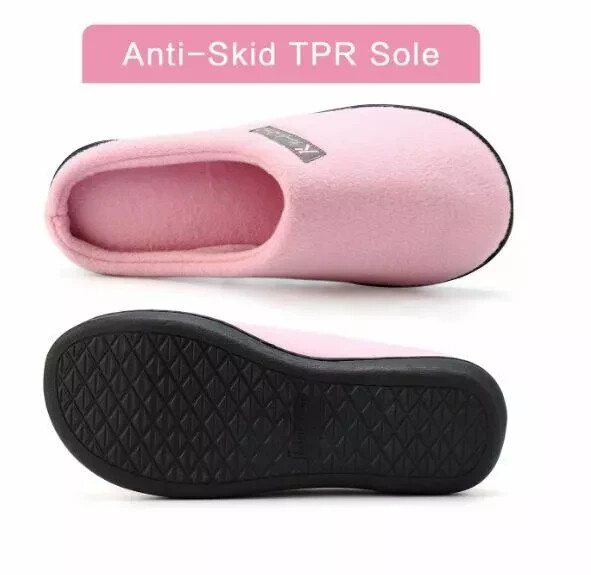 WOMEN MEMORY FOAM WARM FLEECE SLIPPERS ANTI-SKID BREATHABLE SOLE INDOOR & HOME