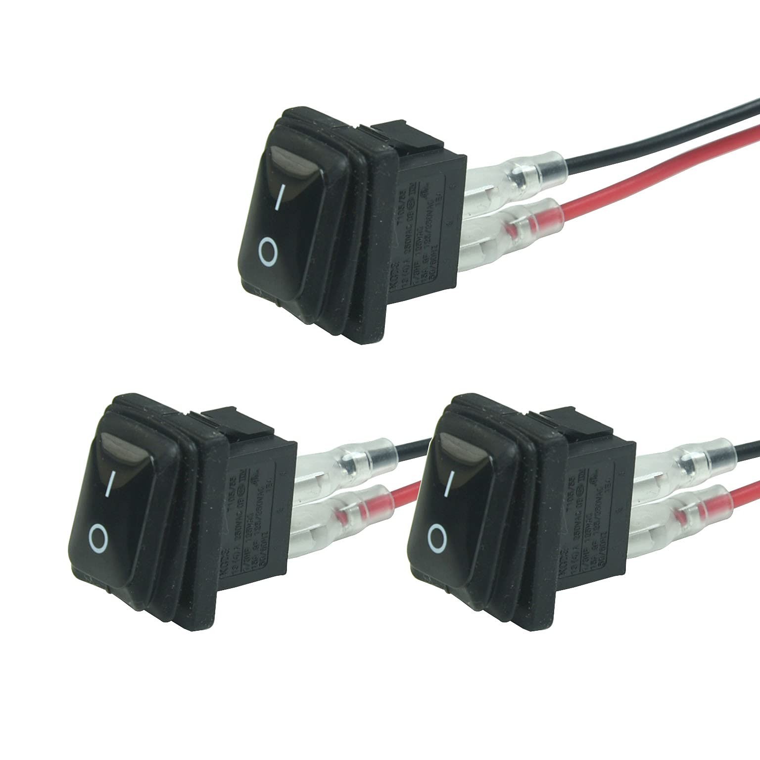 3Pcs Waterproof Rocker Toggle Switch, 2 Pin Mini ON-Off | 15A 125V/250Vac, 20...