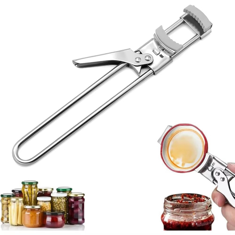 Stainless Steel Can Opener Adjustable Jar Lid Gripper (without rubber) Tool