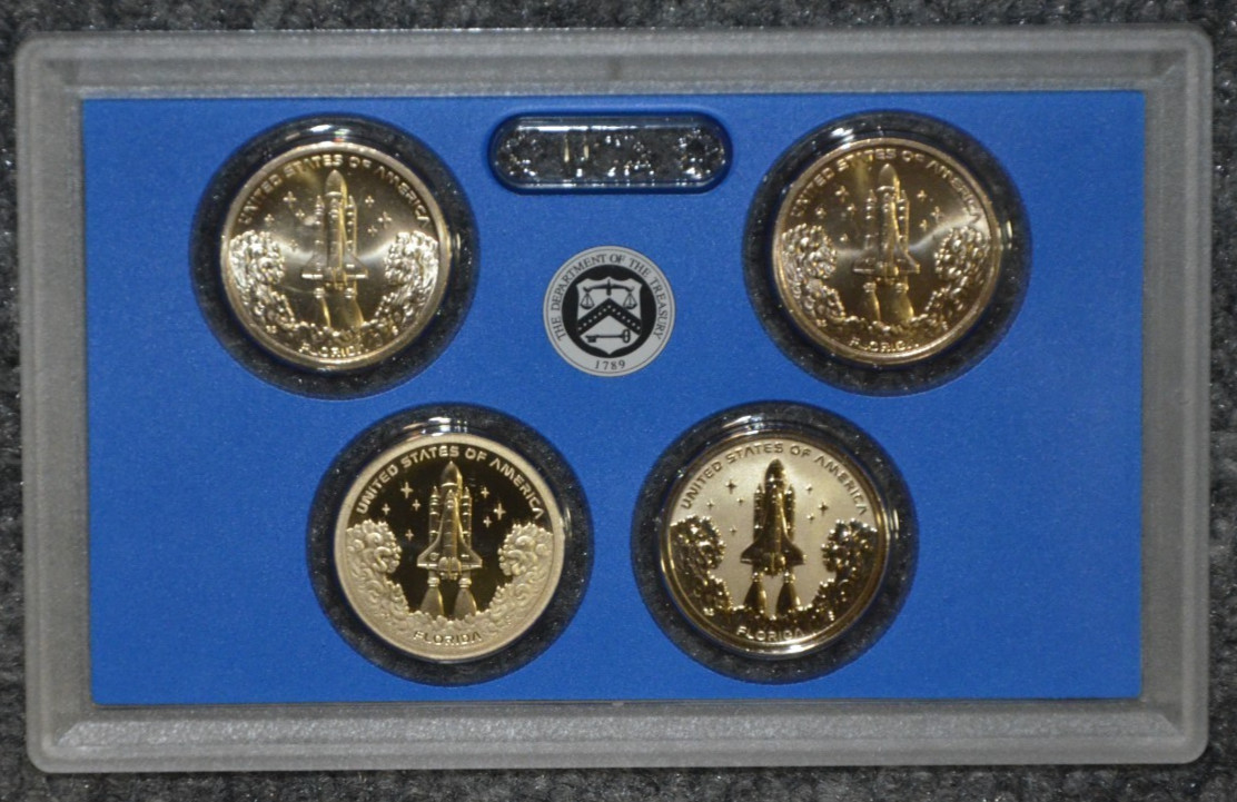 2025 P D S S Complete 4-Coin Florida Space Shuttle Innovation Dollar Coin Set