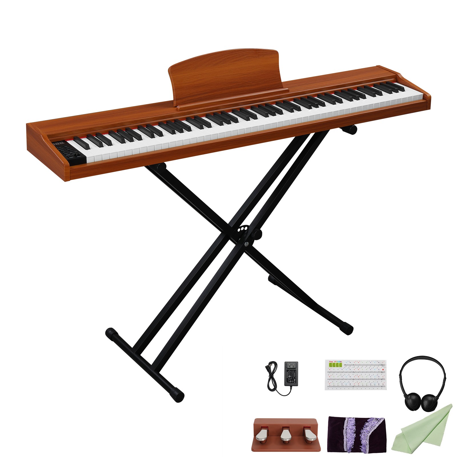88 Keys Semi-Weighted Digital Piano Electronic Keyboard,Stand,3 Pedals,Headphone