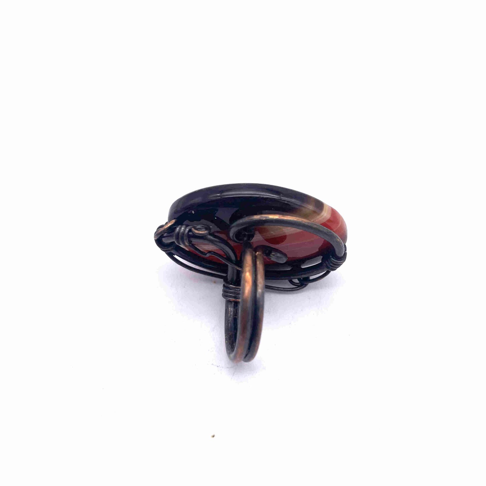 Wire Wrap Oval Shape Gemstone Ring Size 4