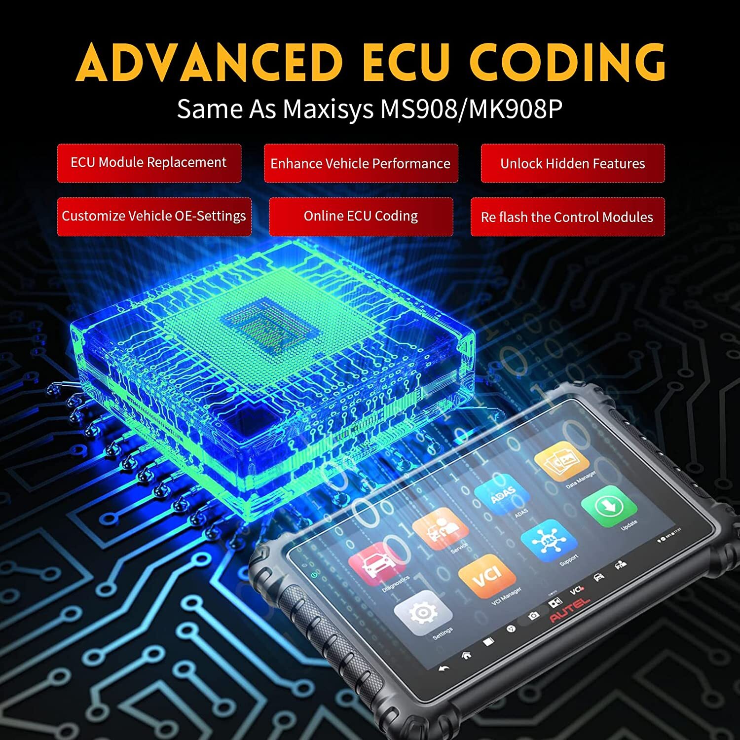 Autel MaxiSYS MS906 Pro ECU Coding Full System Diagnostic Scanner AS MK906 PRO