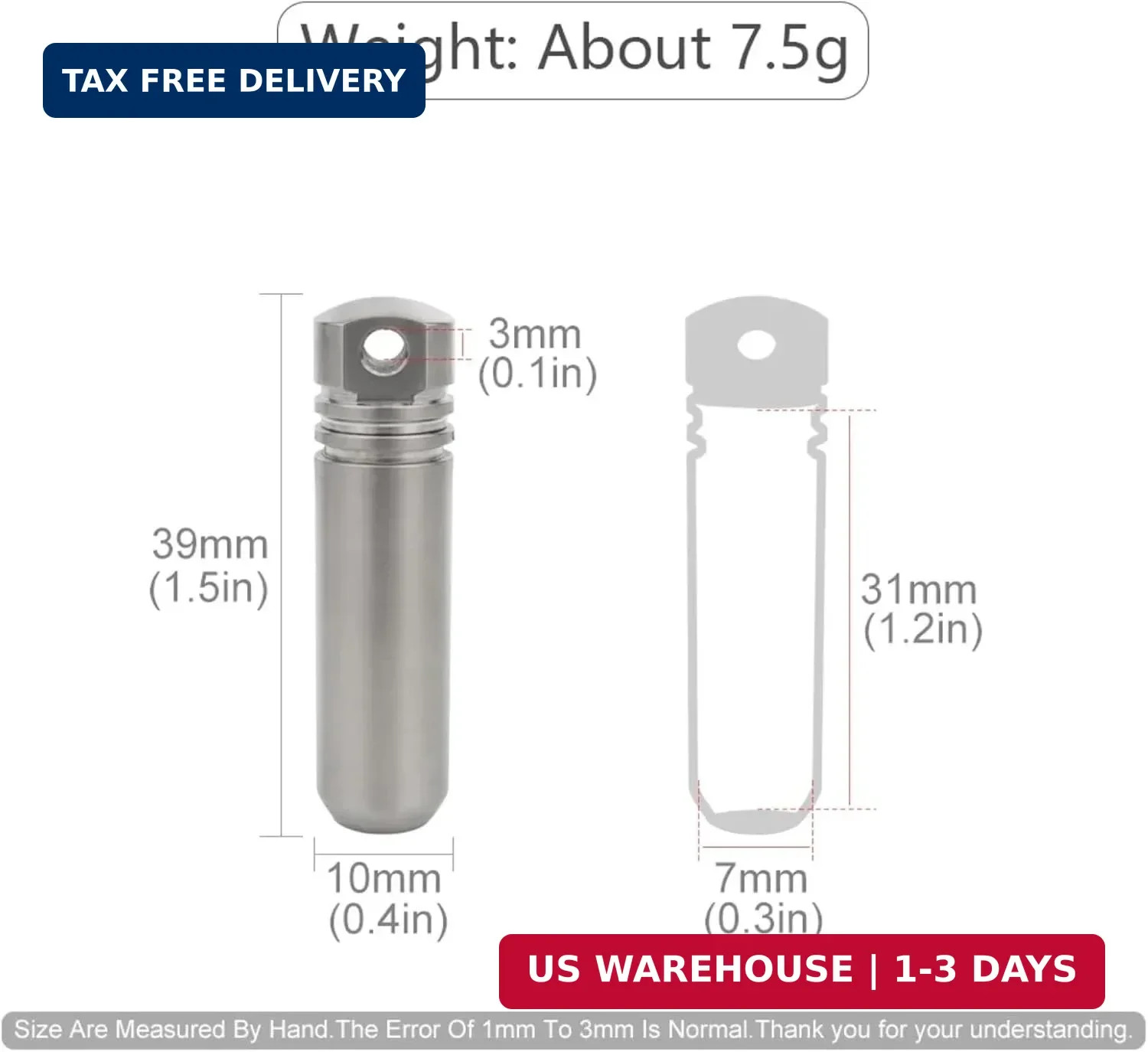 Titanium Pill Holder Keychain, Waterproof Portable Pill Organizer Container for