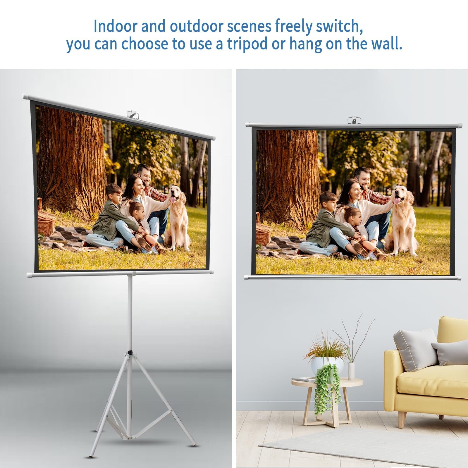 60 Inch Projector Screen Portable with Stand & Carry Bag, 4:3 Aspect Ratio