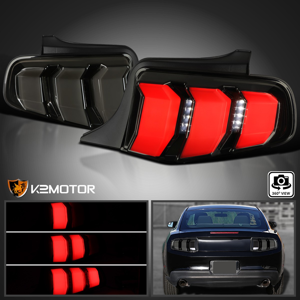 Black/Smoke Fits 2010-2012 Ford Mustang Sequential LED Signal Tail Lights Lamps