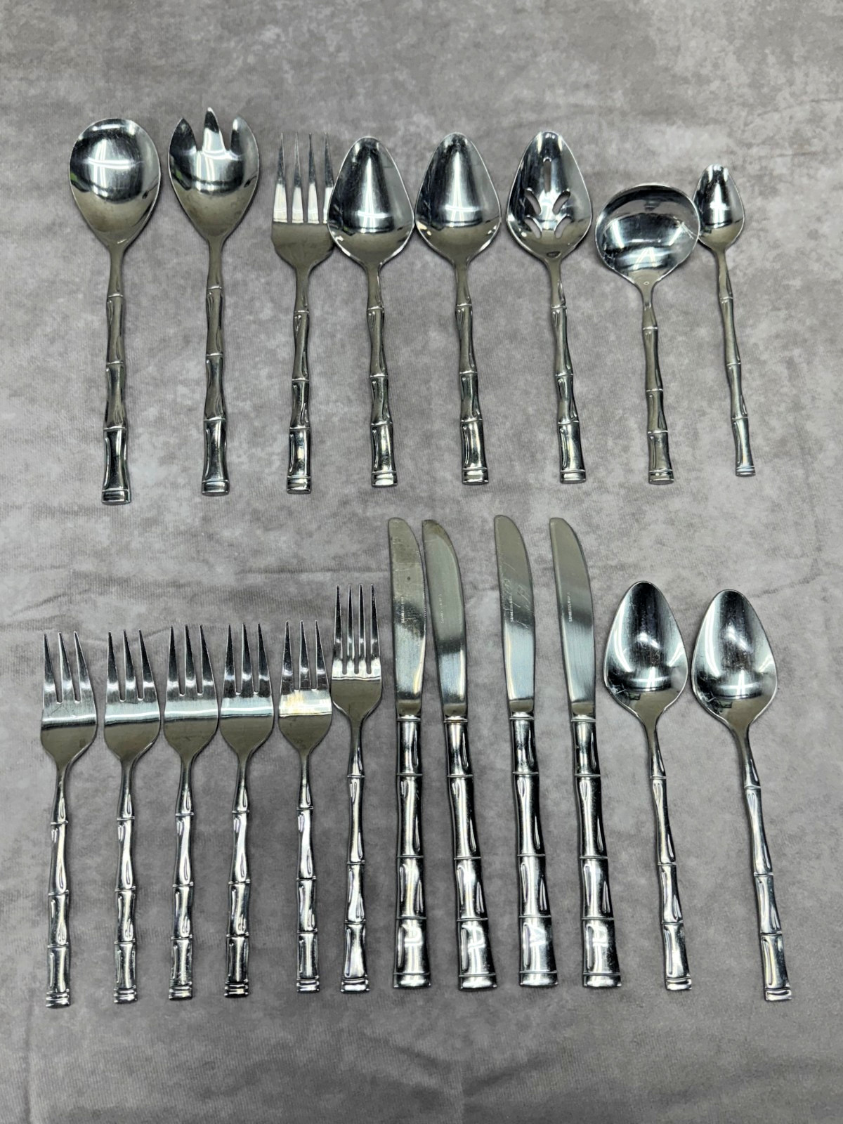 Lot 20 pcs Estia BAMBOO Stainless Flatware Forks Spoons Knife Serving Korea MCM