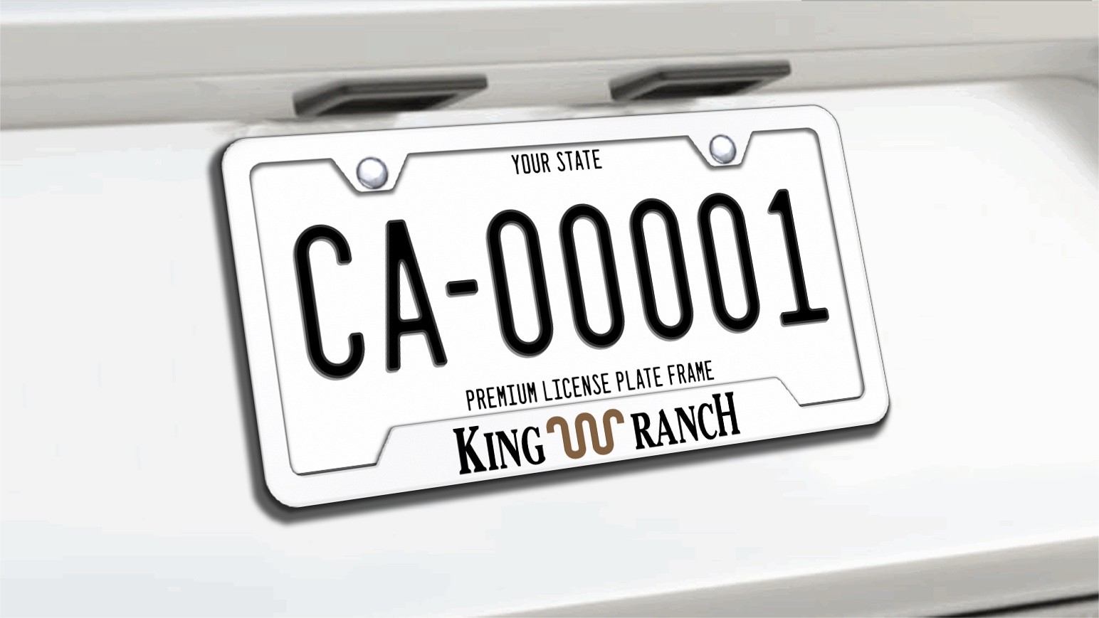 King Ranch License Plate Frame White Metal Ford Truck Super Duty F-150 - F-350