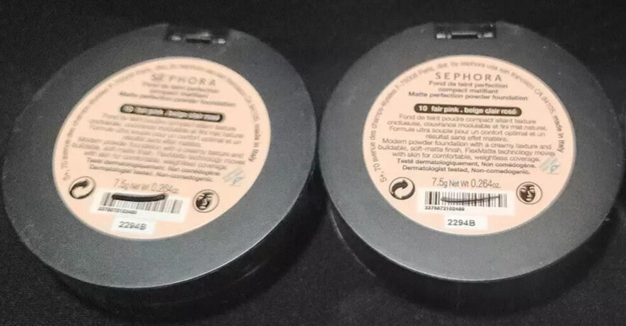 Lot of 2 ~ Sephora Matte Perfection Powder Foundation ~ 10 Fair Pink ~ Full Size