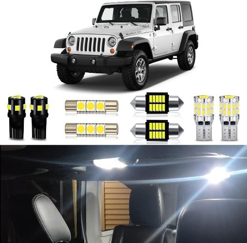 LED Bulbs Package Kit Compatible with  Size: 2007-2017 Jeep Wrangler JK 4-Door