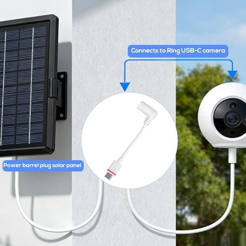 2pcs Barrel Plug to USB-C Power Adapter for Ring Solar Panel & USB-C Security Ca