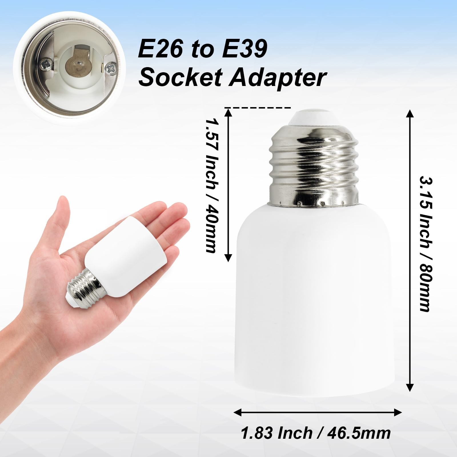 4 Pack E26 to E39 Adapter Converter, Medium Mogul Screw Bulb Socket, E26