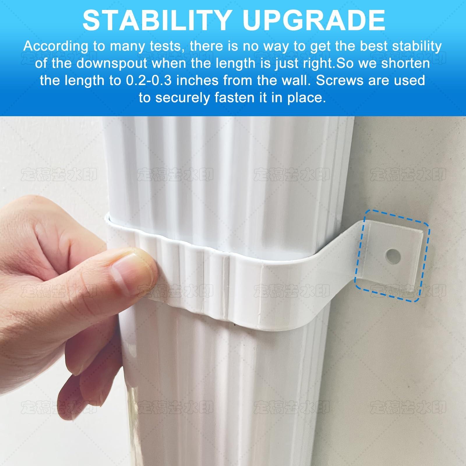 Gutter Downspout Straps - 2x3, White (2 Pack) With Brackets white