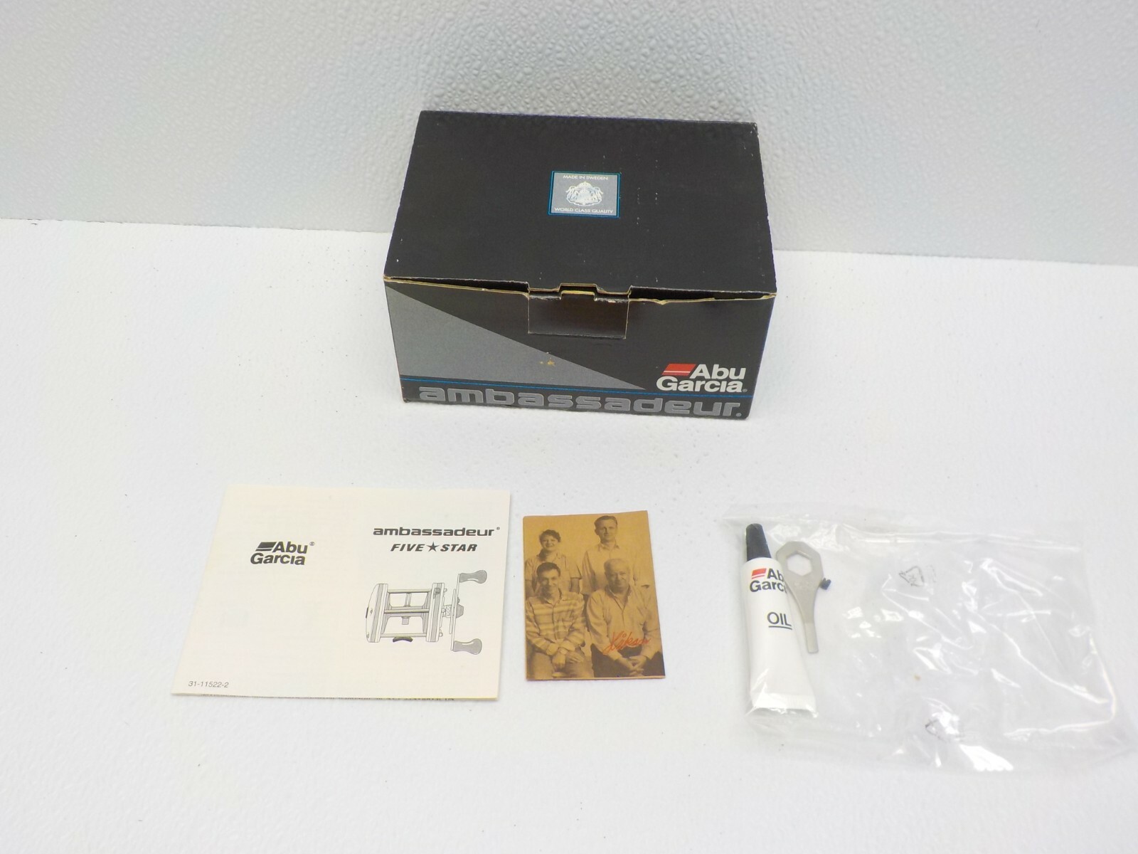 ABU GARCIA AMBASADEUR 5STAR FISHING REEL BOX (BOX LUBE MANUAL ONLY) (NO REEL)