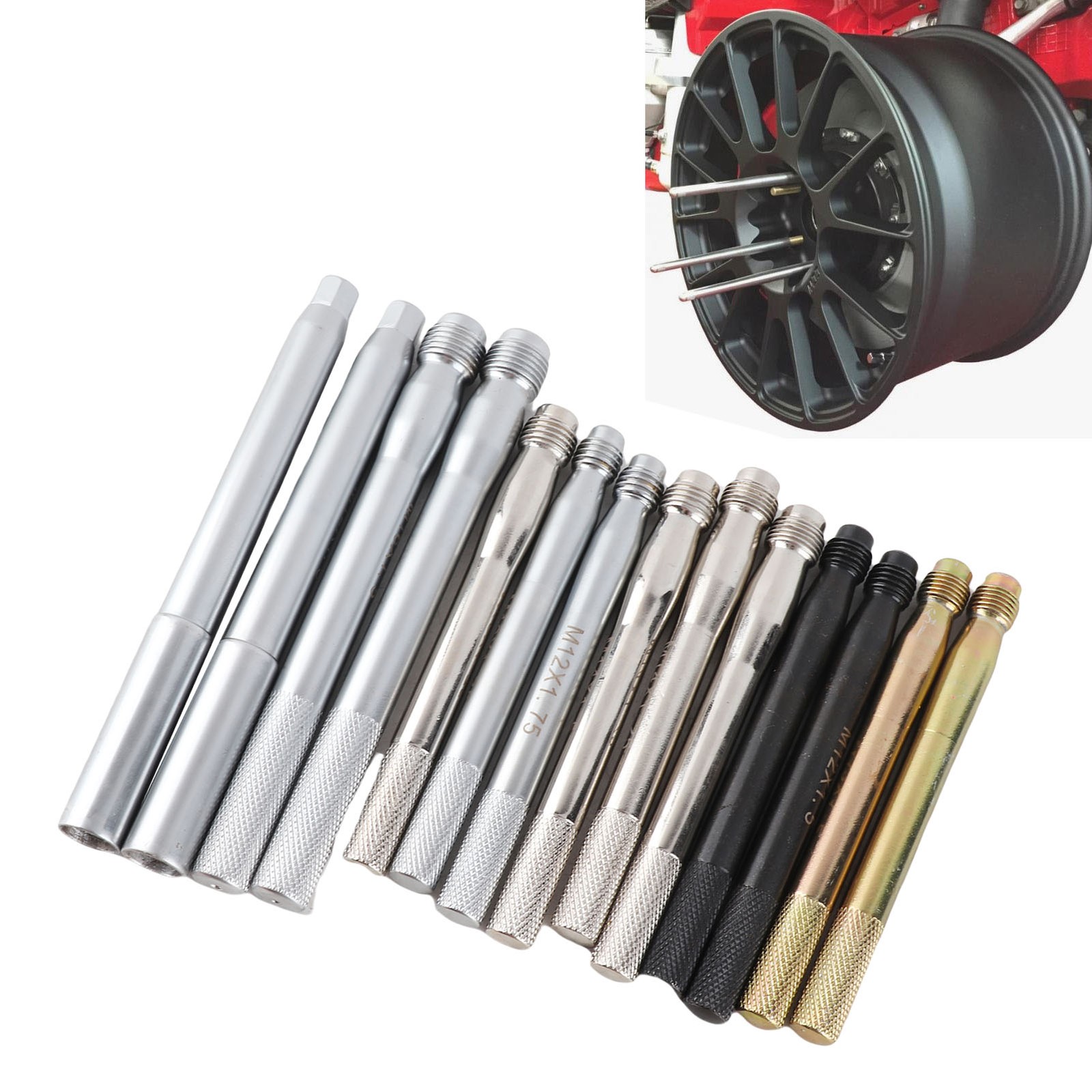 14 PCS Wheel Stud Alignment Pin Carbon Steel Wheel Alignment Balancing Guide