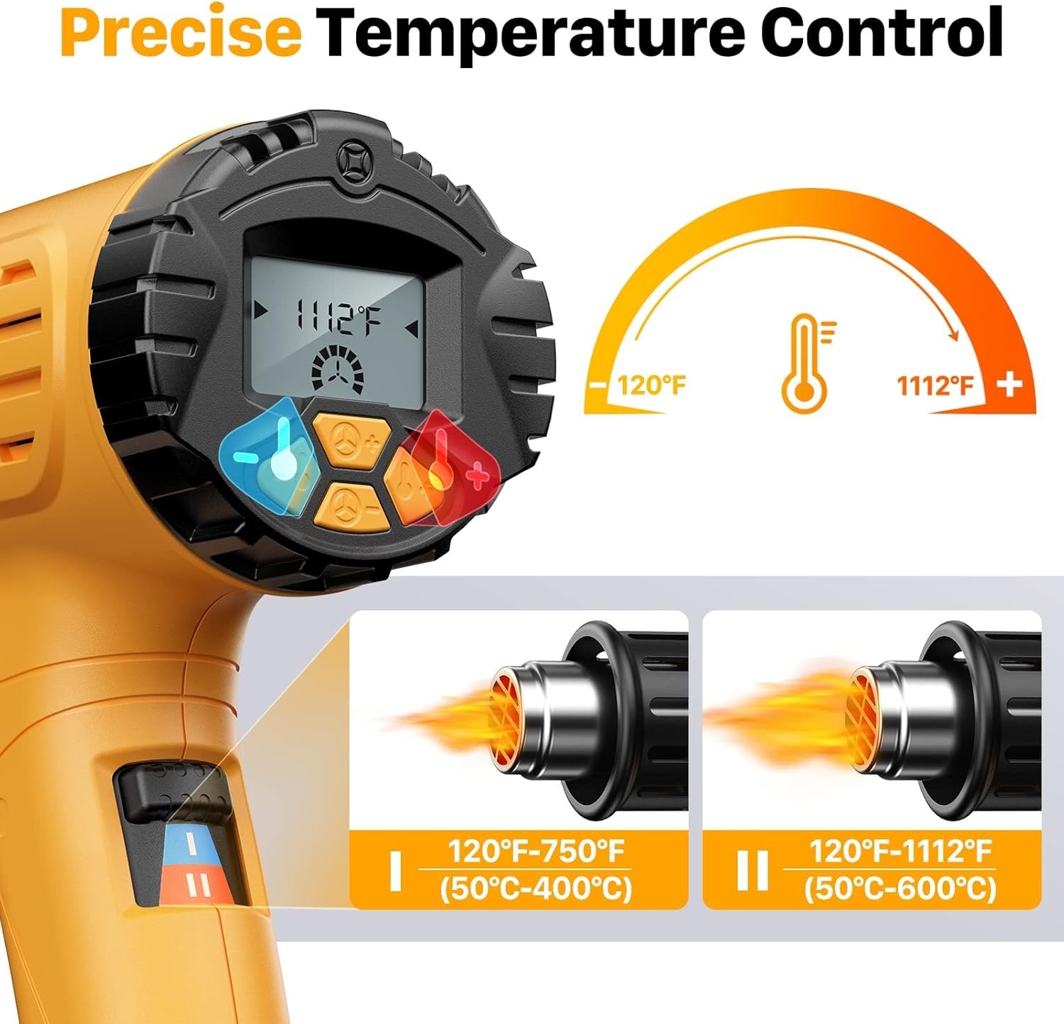 High-Performance 1800W Heat Gun with Overheat Safety & Memory Settings