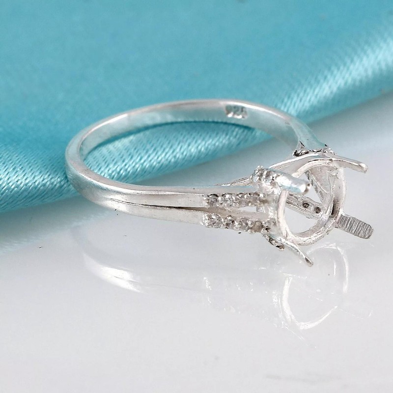 Semi Mount Ring Stone Setting Size 7X7 MM Round Shape 925 Sterling Silver Ring
