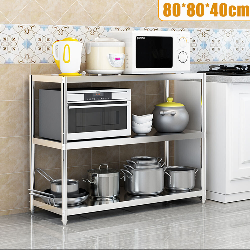 3 Layers Kitchen Shelf Shelving Rack Restaurant Shelves Rack Stainless Steel US