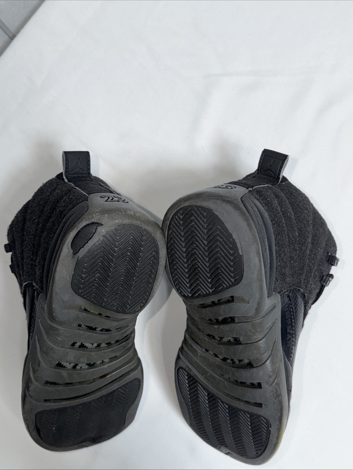 Men’s Air Jordan Gray Black Wool Sneakers - Size 12 Pre-Owned AS IS - See Pics