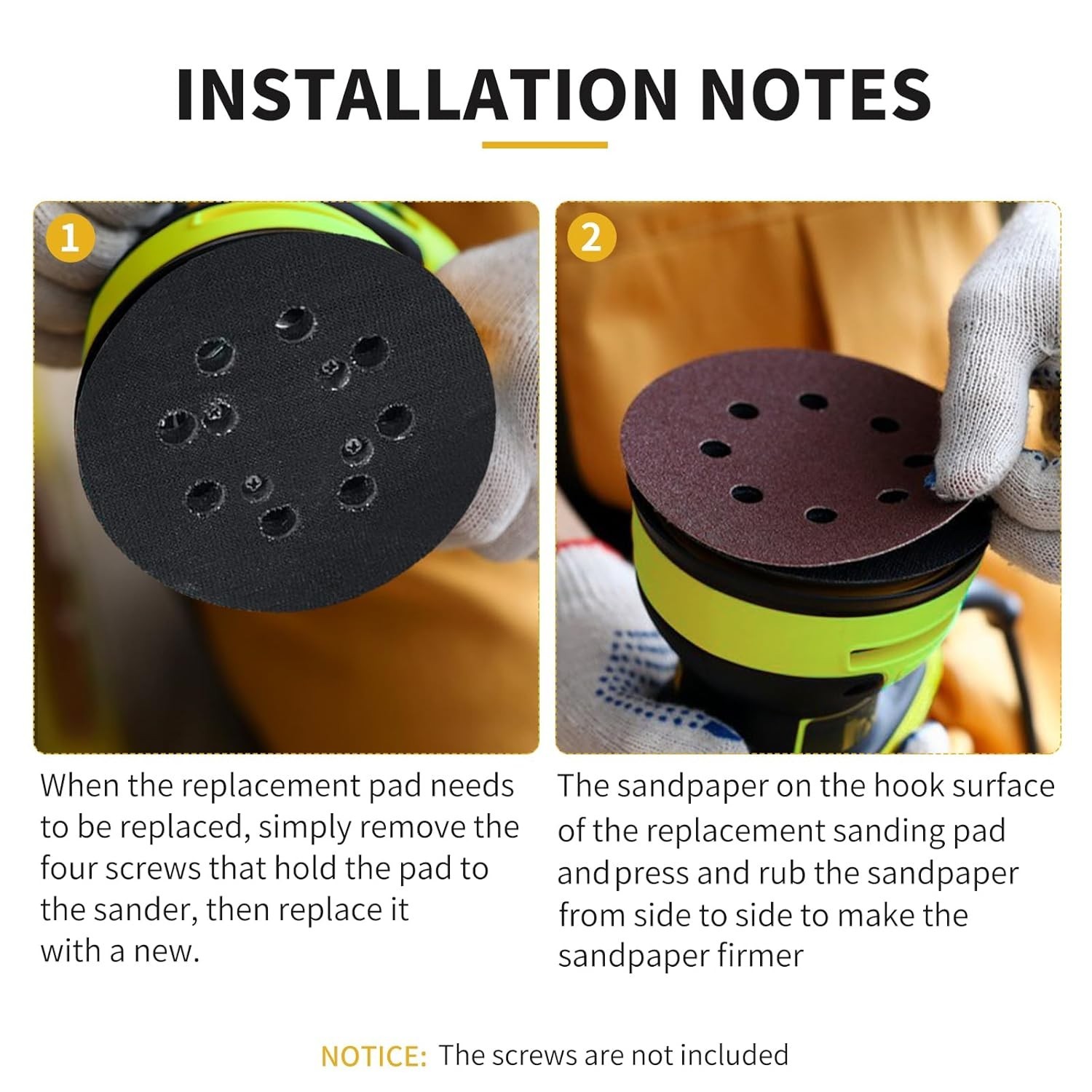 4-Pack 5-Inch Hook & Loop Sander Pads for Ryobi & More
