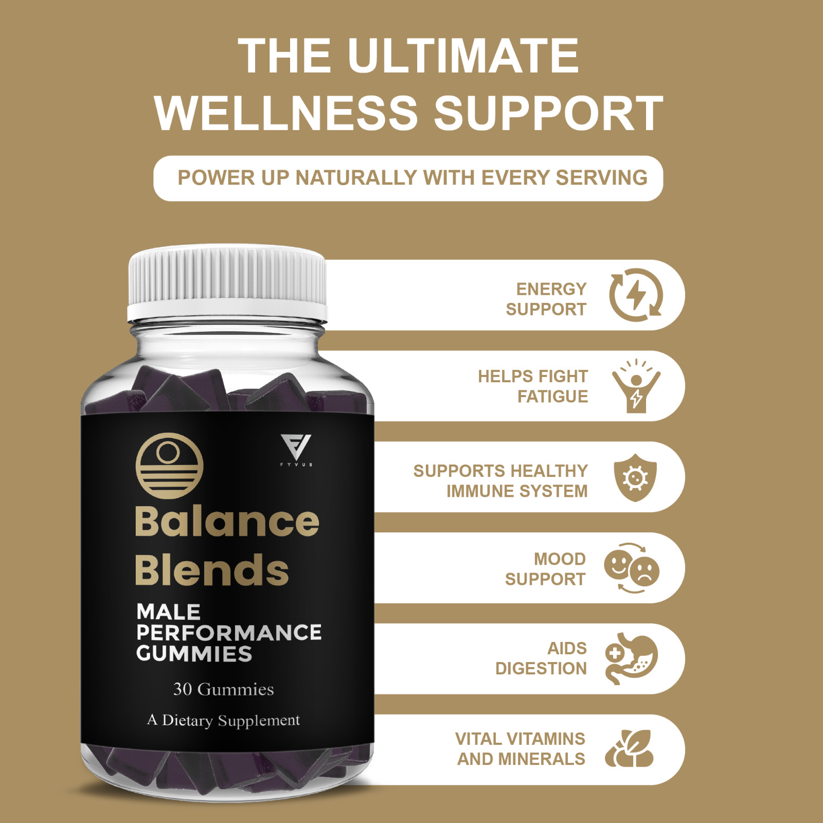 (2 Pack) Balance Blends Male Performance Gummies, BalanceBlends (60 Gummies)