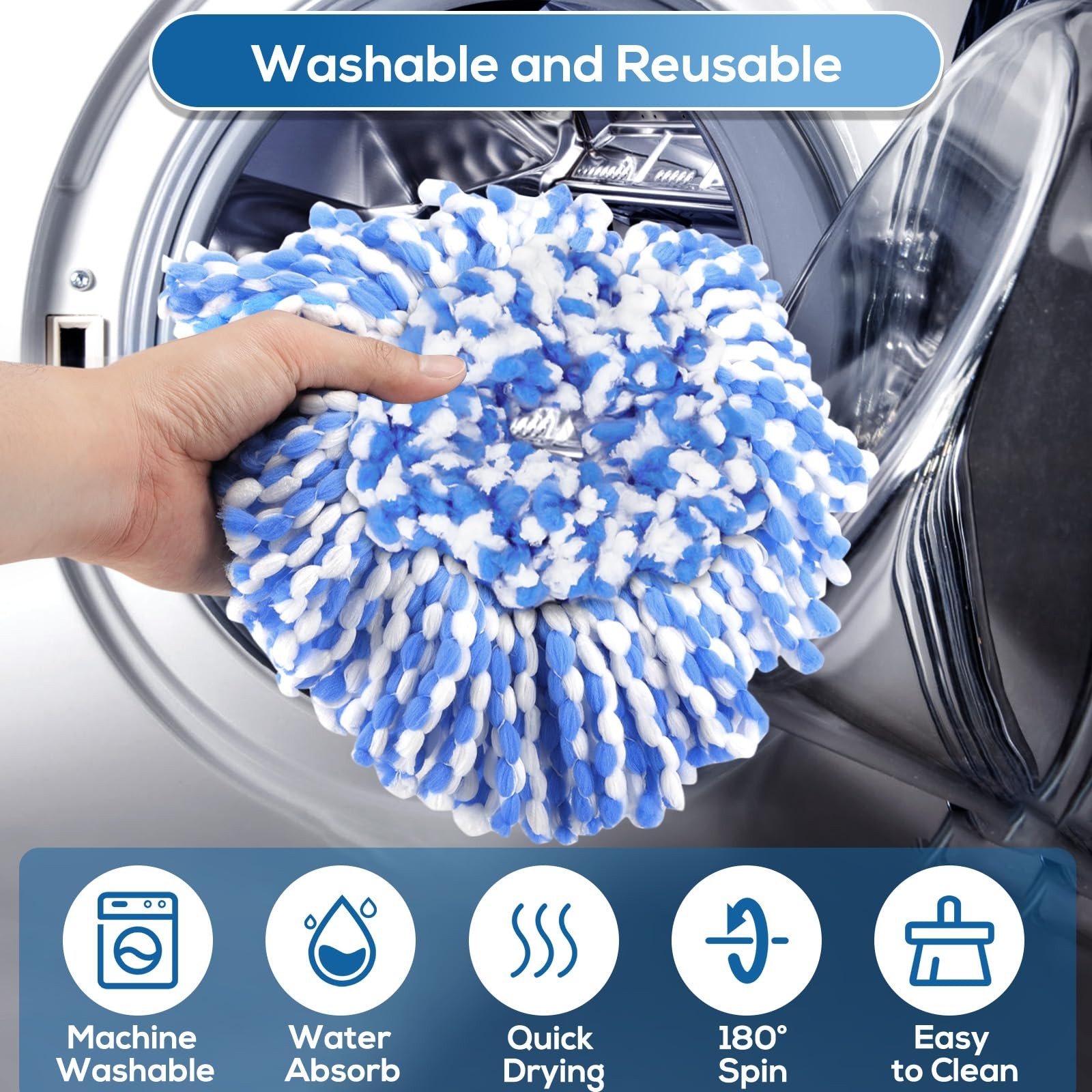 4 Pack RinseClean Spin Mop Head Spin Mop Refills Compatible with O Ceda Rinse...