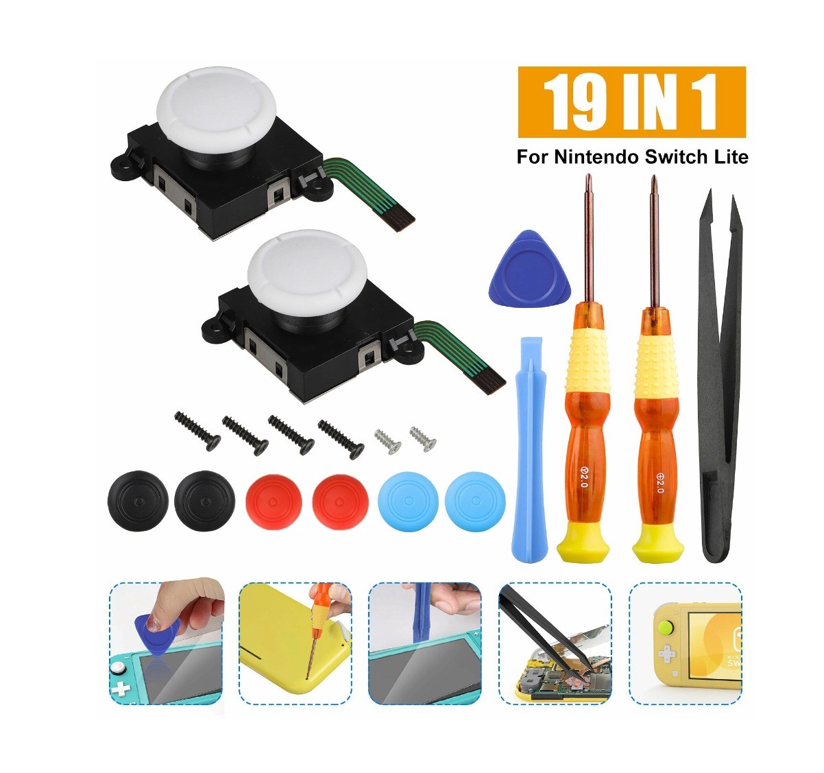 For Nintendo Switch Lite 19in1 Analog Joystick Replacement Repair Tool Kit Set