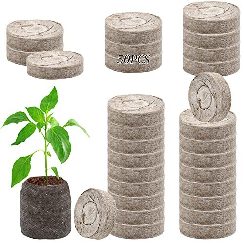 50pcs 50mm Peat Pellet Fiber Soil Plant Seed Starters Plugs Pallet Seedling Soil