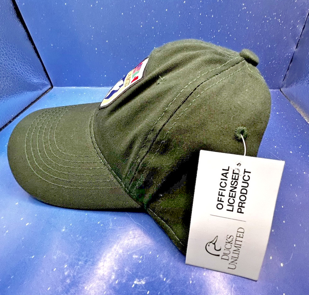 Green DUCKS UNLIMITED Outdoor Cap Shield Patch with Duck & Flags Adjustable New