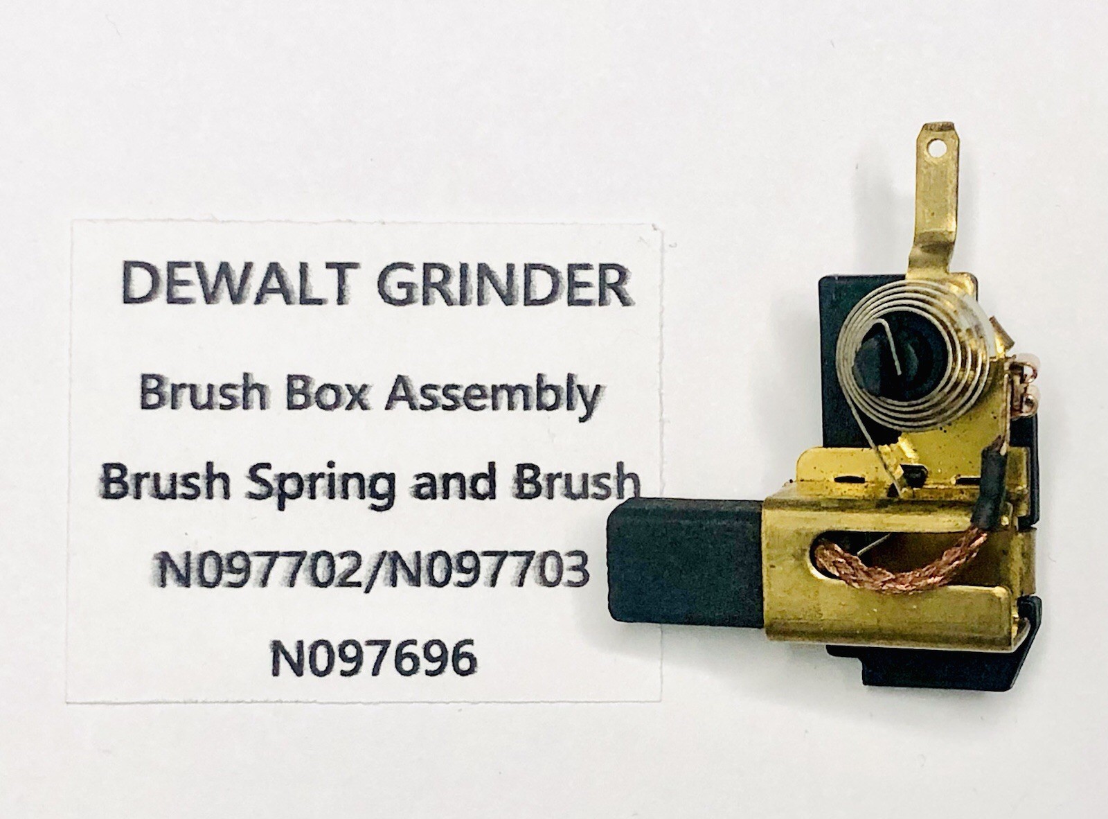 1 DeWalt Brush Box Assem. N097702 W/Spring N097703  and  1 Carbon Brush N097696