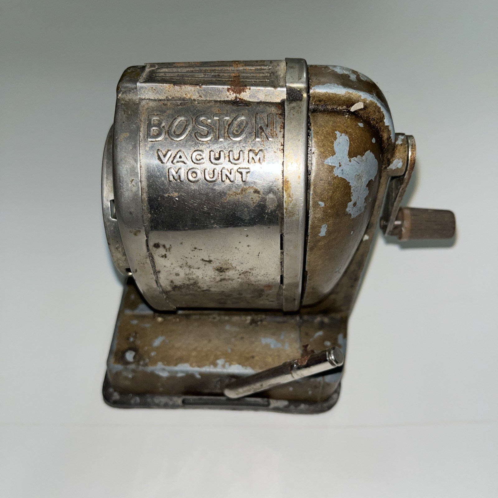 Vintage BOSTON 8 Hole Manual Crank Pencil Sharpener Chrome