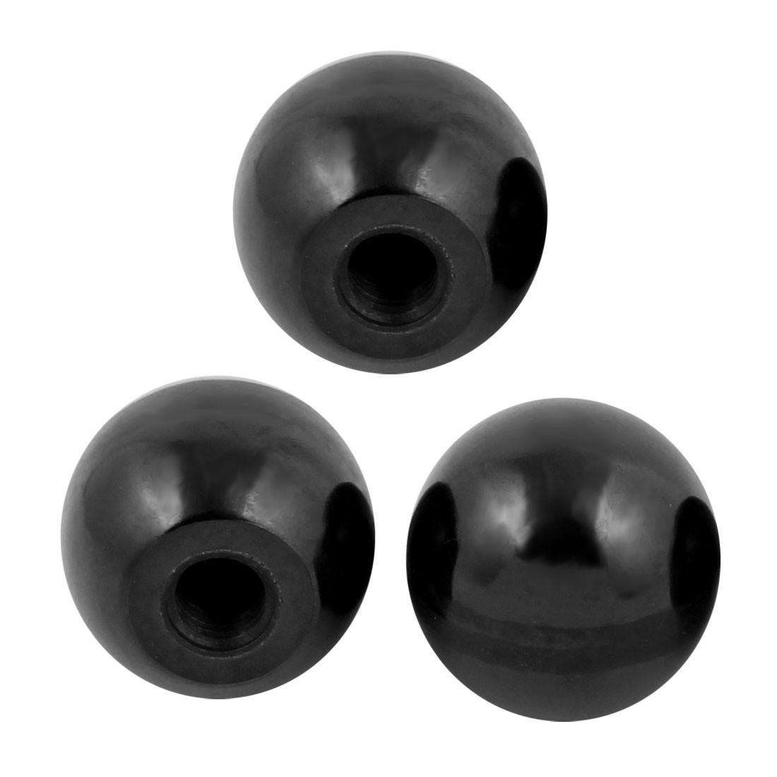 3Pcs Black Plastic Round Handle Ball Knob M12 Threaded 40mm Dia Machine Tool