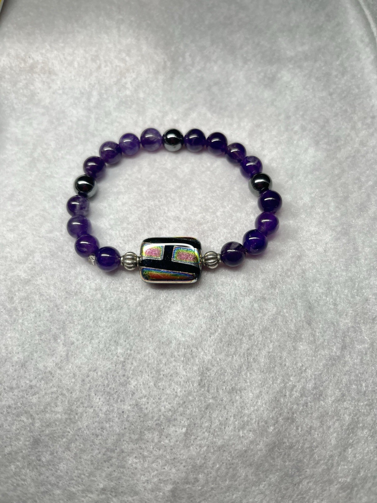 Beaded Bracelet Amethyst and Hemitie Beads