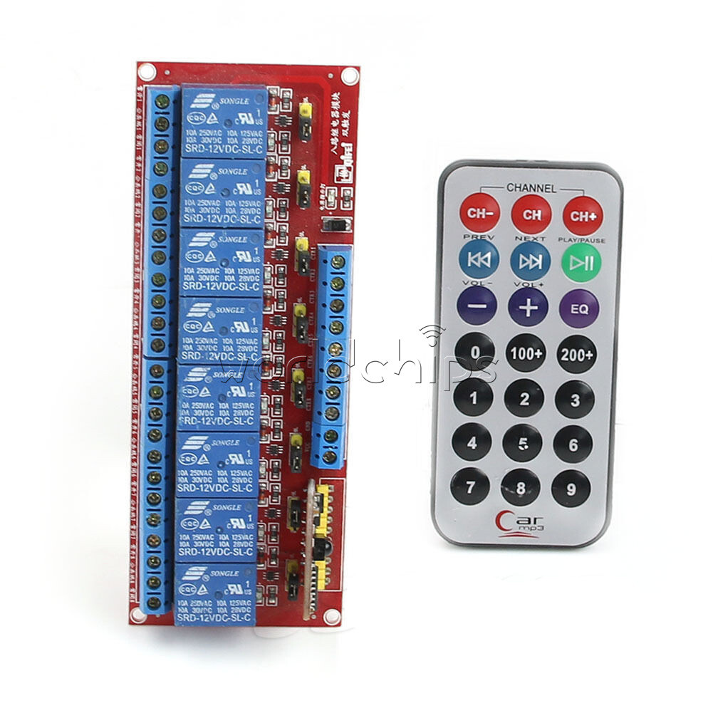 Multifunction Infrared Remote Control 8-Channel Relay Module 12V Bidirectional W
