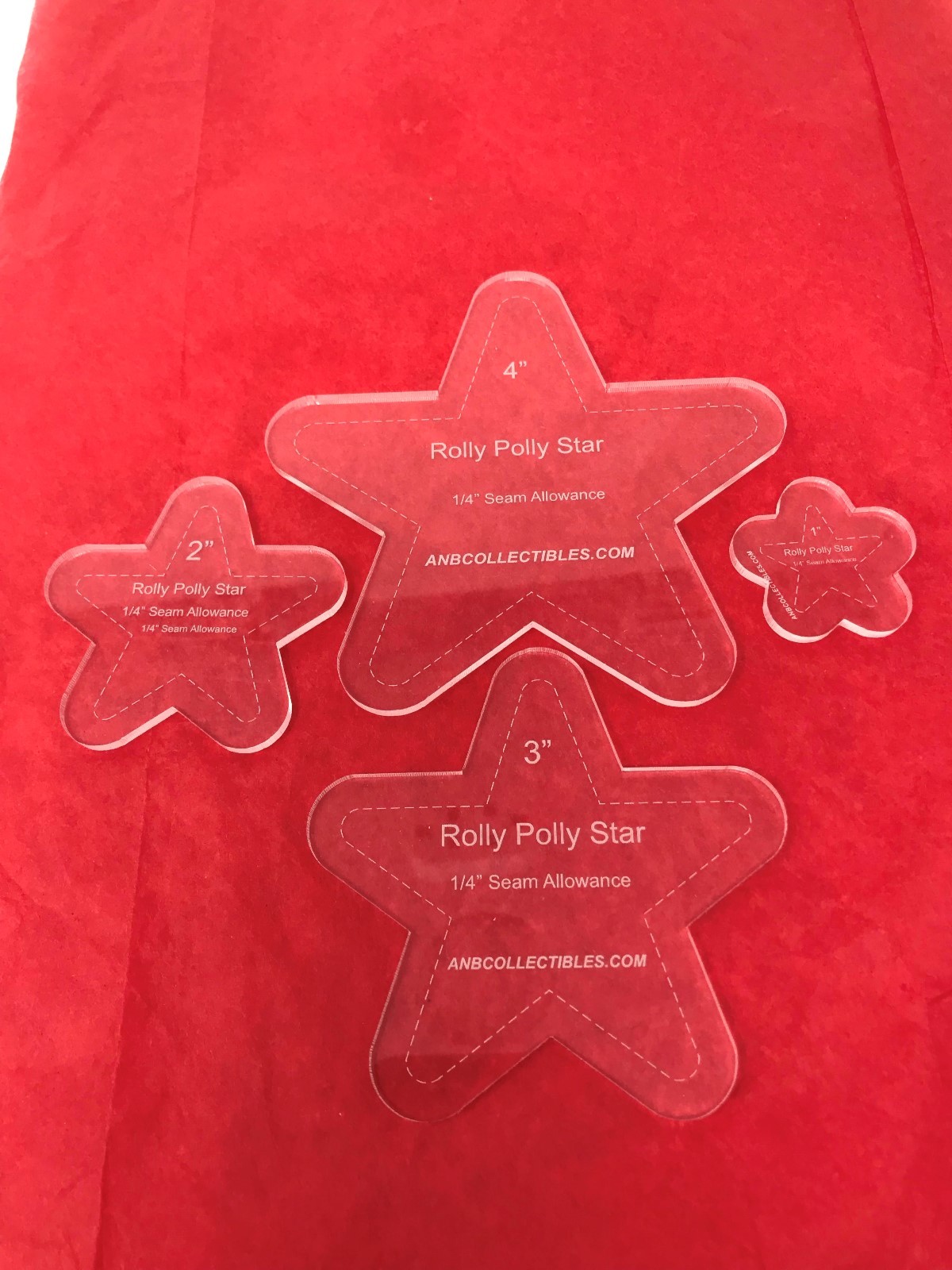 Acrylic Rolly Polly Star Quilting Template Set  (set of 4) (1", 2", 3", 4")