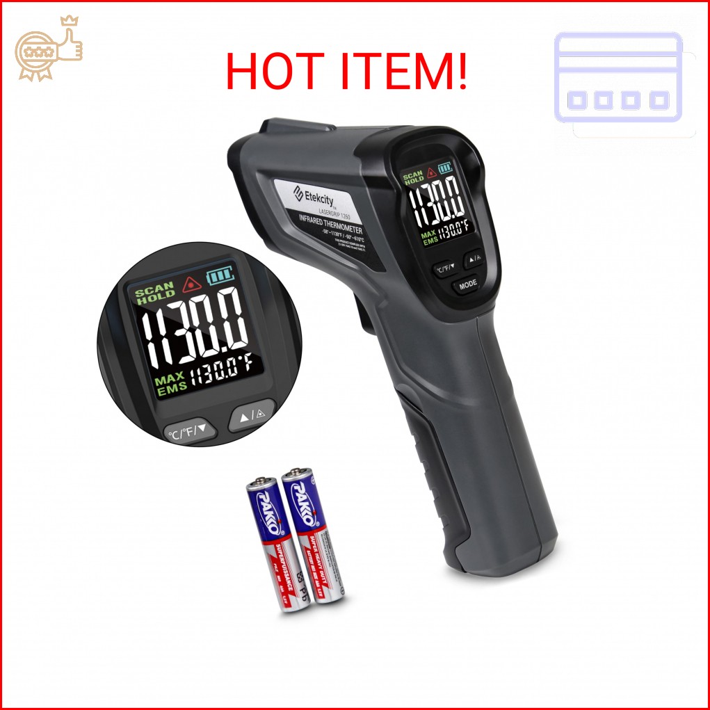 Etekcity Temperature Gun Infrared Thermometer -58°F 1130°F, Digital Laser Heat G