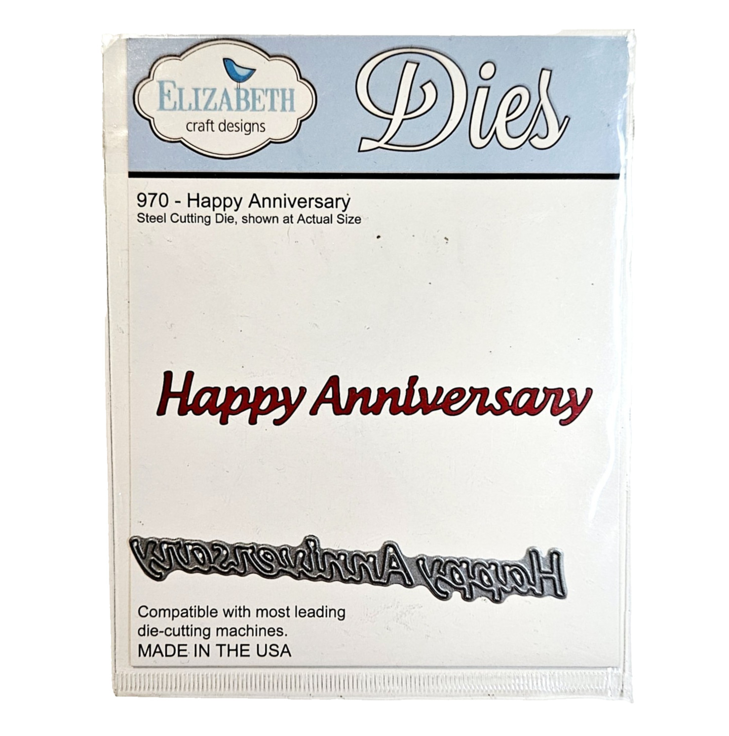 HAPPY ANNIVERSARY Elizabeth Crafts Cutting Die Celebration Sentimemt Cards bb470