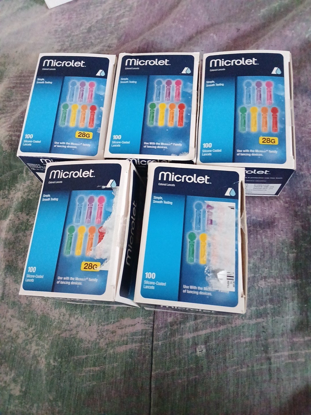 Microlet 100ct Silicone-coated Multicolored Lancets(Lot Of 5)Total =500 None Exp