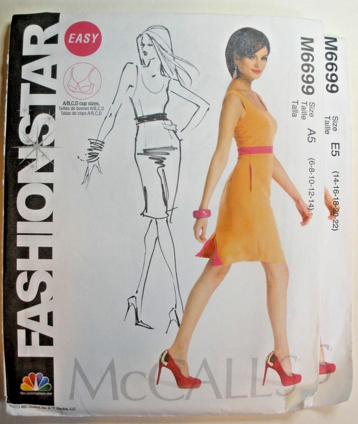 McCall’s 6699 Misses Fitted Dress with A/BCD cup options  6-14 or 14-22 Uncut