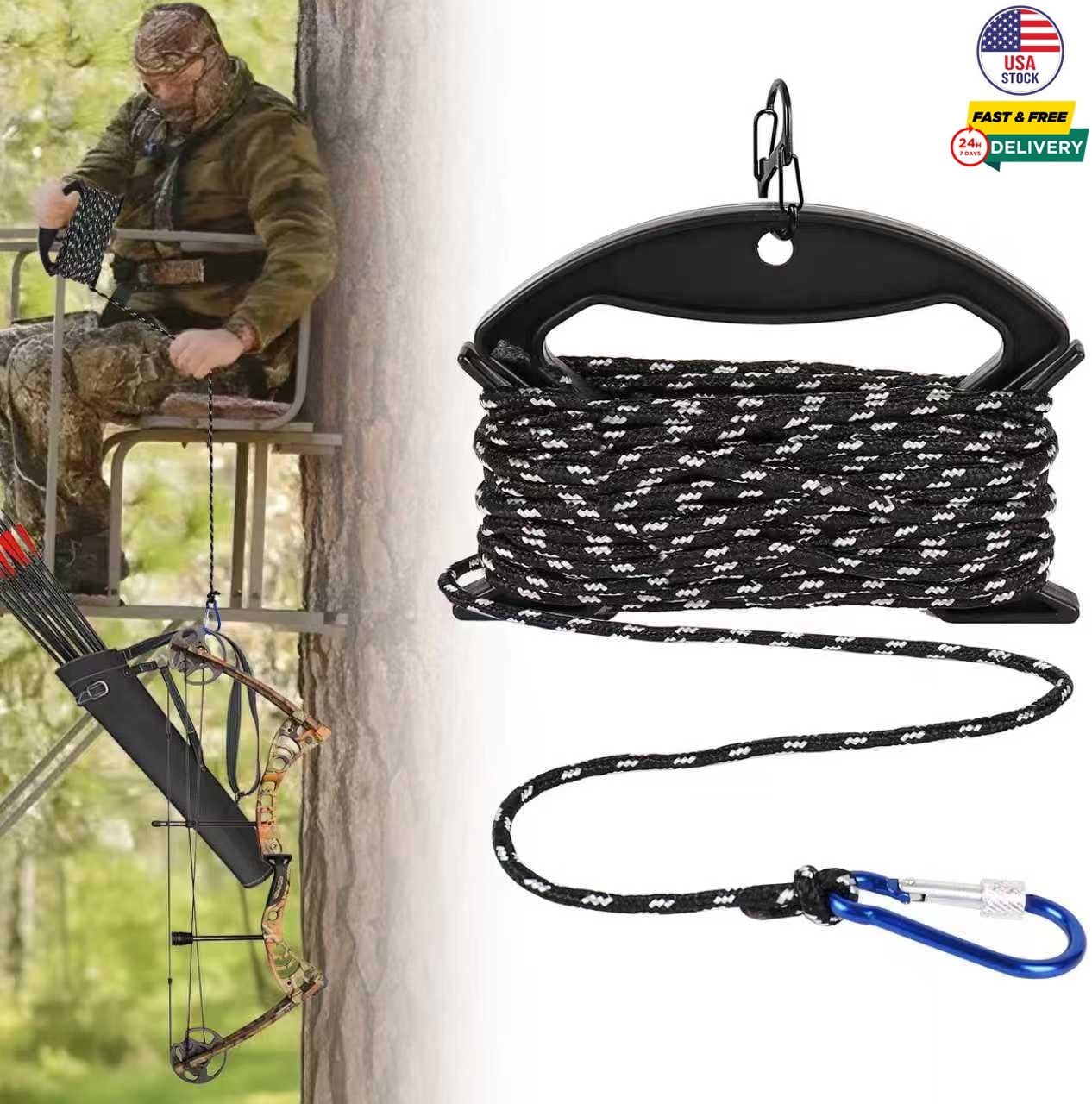 32Ft Bow Rope for Treestand Heavy Duty Hunting Rope Reflective Lifting Gun Bows