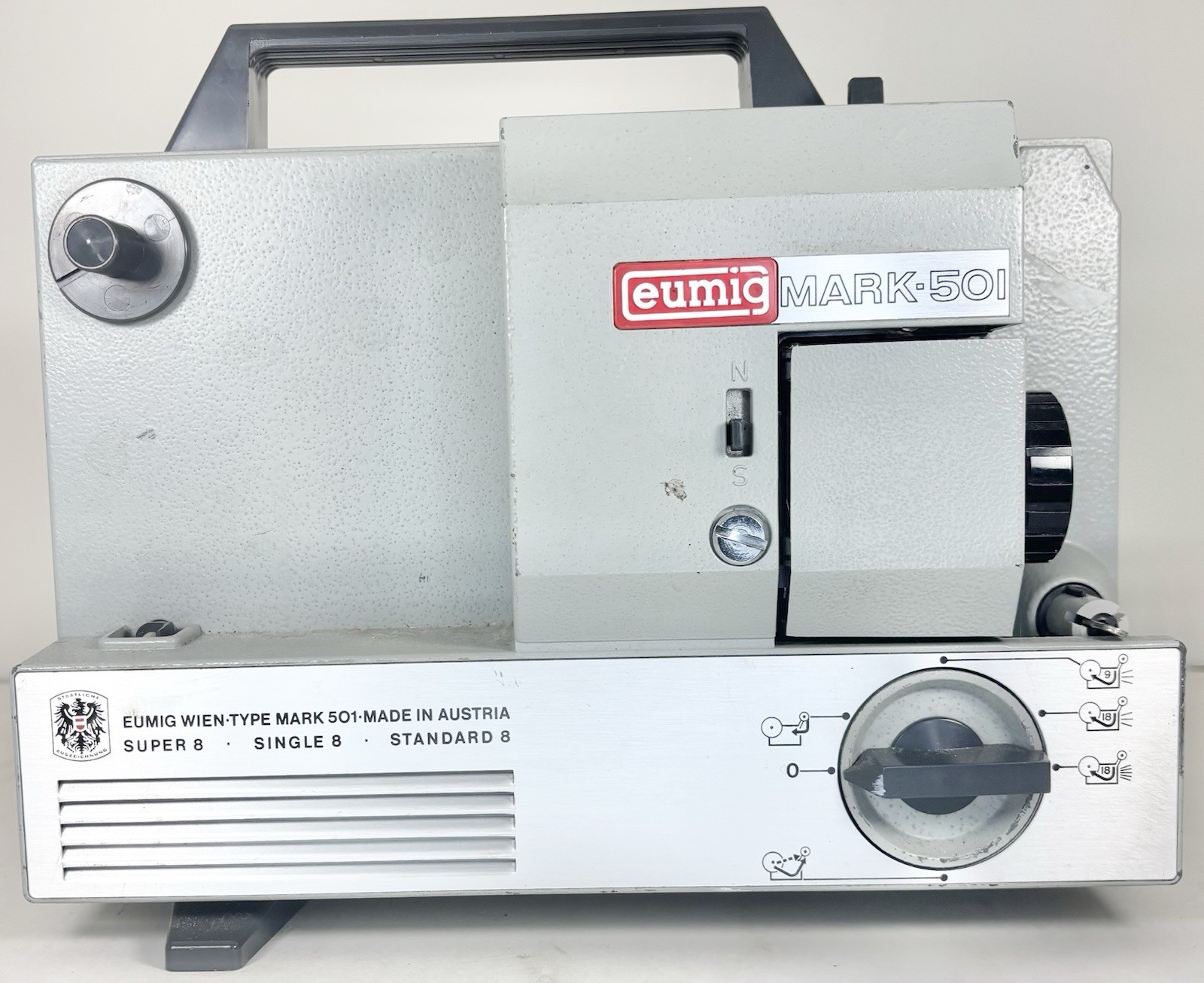 Eumig Mark 501 Super 8 Film Projector Tested Powers On Lamp Lights Motor Runs