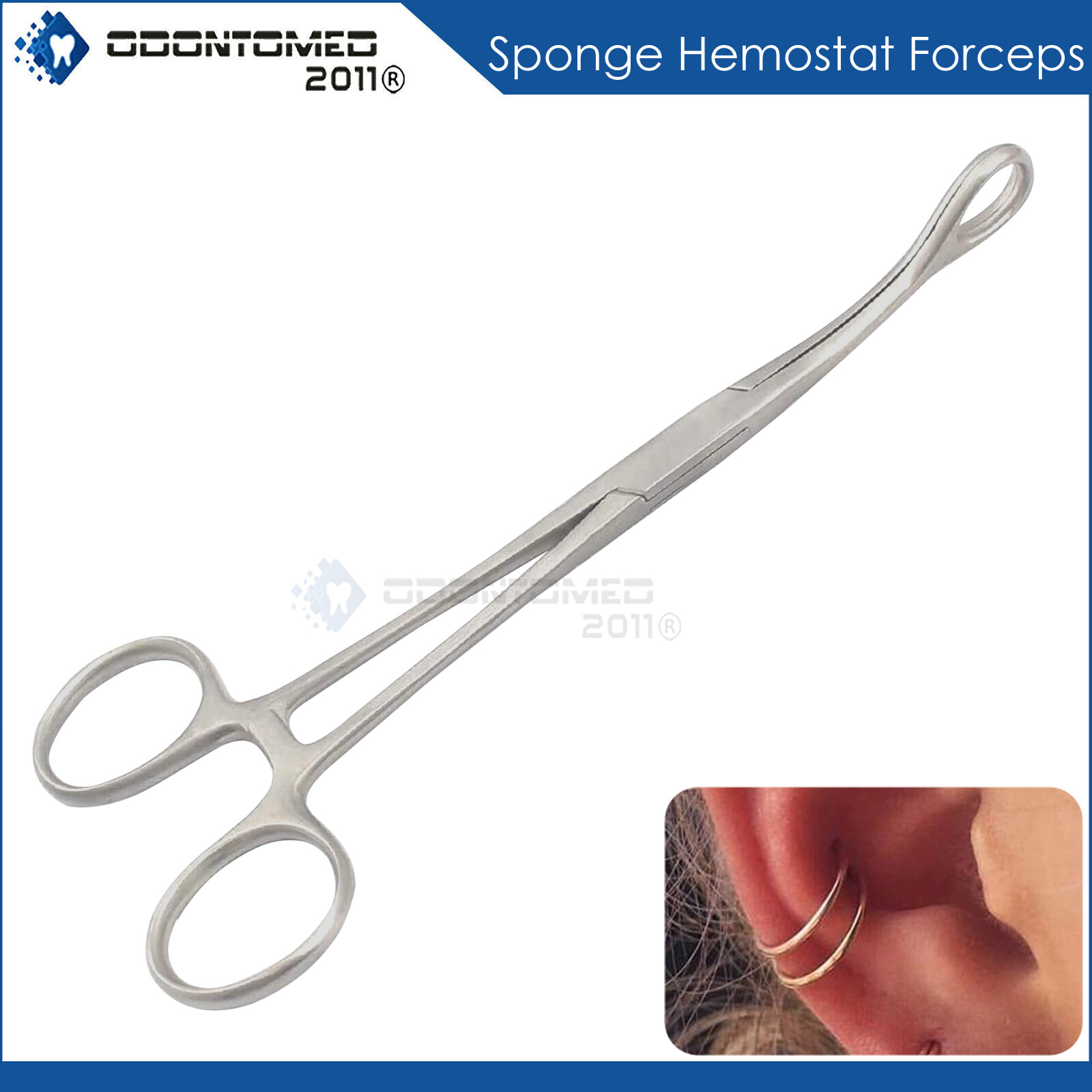 5 PIECES Body Piercing Forceps Kit Hemostat Sponge Clamp 9" Curved New