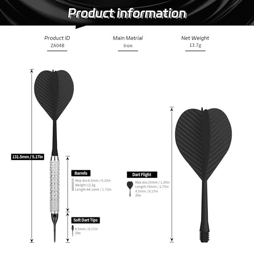 Plastic Tip Darts,12pcs Soft Darts Set with 100 Plastic Tips for Electronic