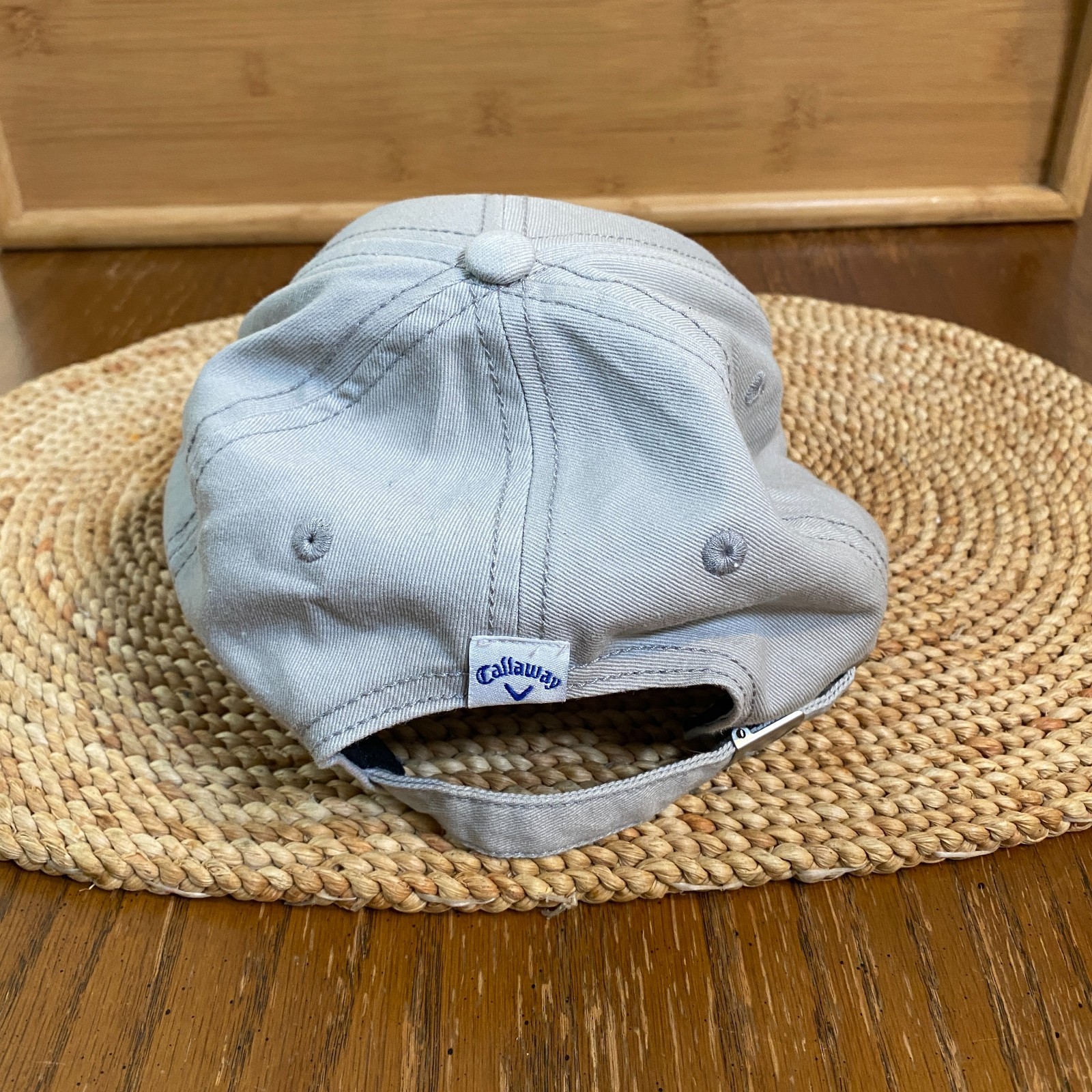 Callaway Golf Hat Cap Strap Back Embroidered Blue Logo Gray Adjustable Mens
