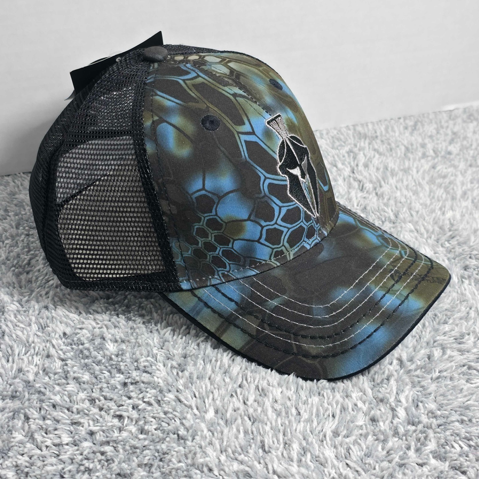 Kryptek Spartan Meshback Snapback Trucker Cap Hat Neptune Blue Black Camo NWT