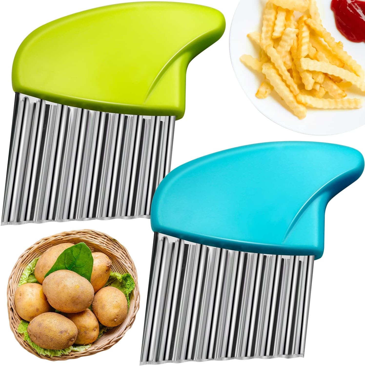 Crinkle Cutter Stainl Steel Crinkle Chopper French Fry Slicer Wavy