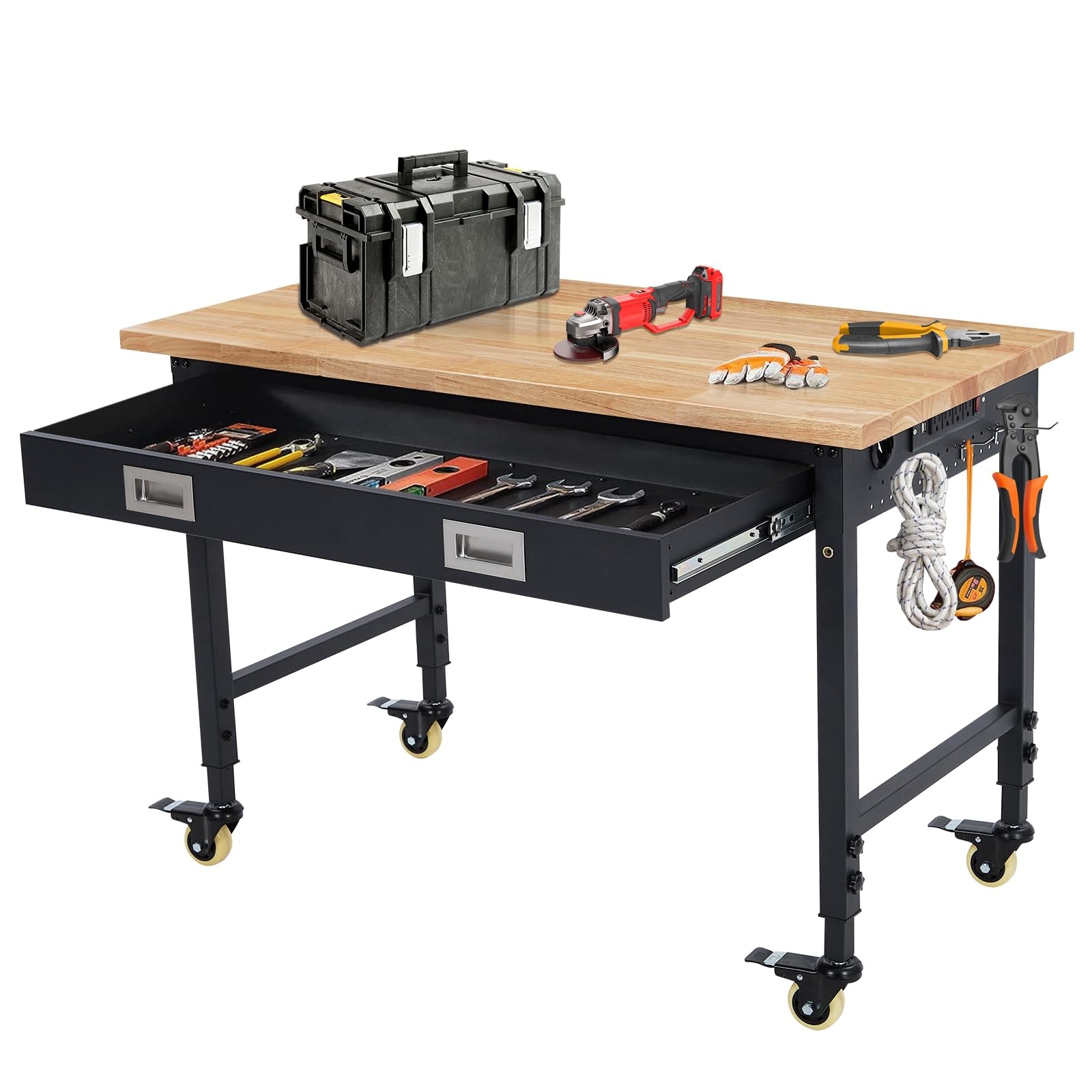 48"x 24"Workbench,Heavy Work Bench 2000LBS Garage Workbenchs with Power Duty