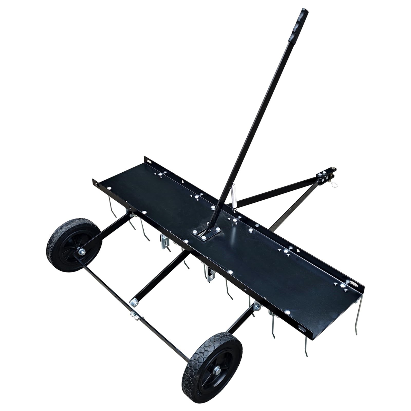 48" Tow-Behind Lawn Dethatcher Rake ATV Tractor 24 Tines 8" Solid Wheels Yard