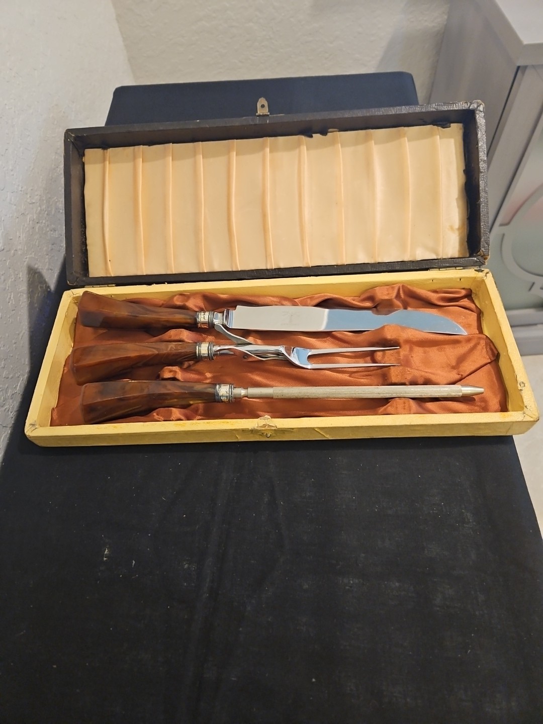 Made in Sweden Carving Set Knife Fork & Sharpener Jernbolaget Eskilstuna