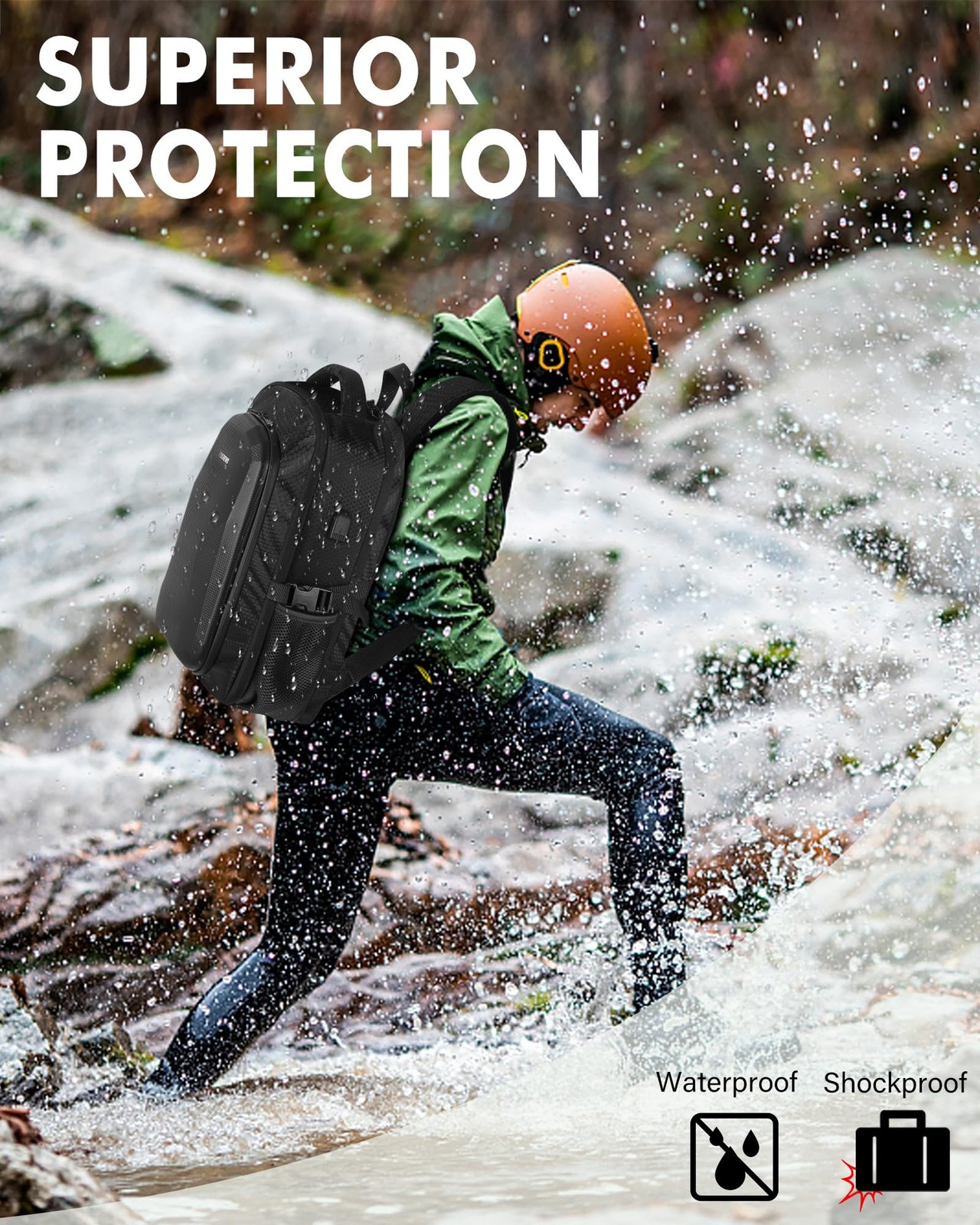 PEKREWS Mini 4 Pro Case, 3/4 Waterproof Hard Carrying Large, Black